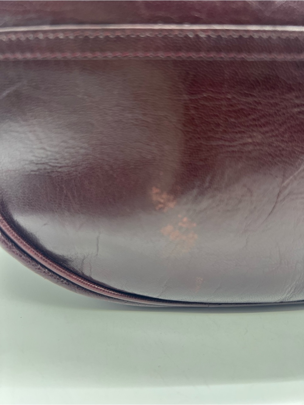 BOTTEGA VENETA VINTAGE Oxblood Red Smooth Leather Double Strap Shoulder Bag Hobo - Picture 3 of 17